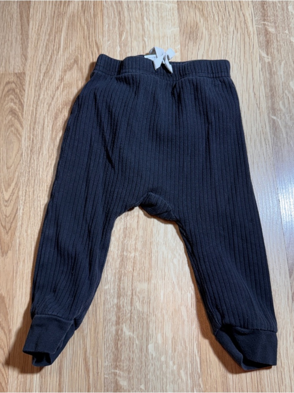 Kids Ribbed Knit Jogger Pants - Black